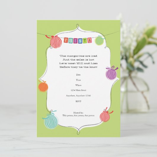 Uitnodiging voor Mexicaans verjaardagsfeest met Fi (Staand voorkant)