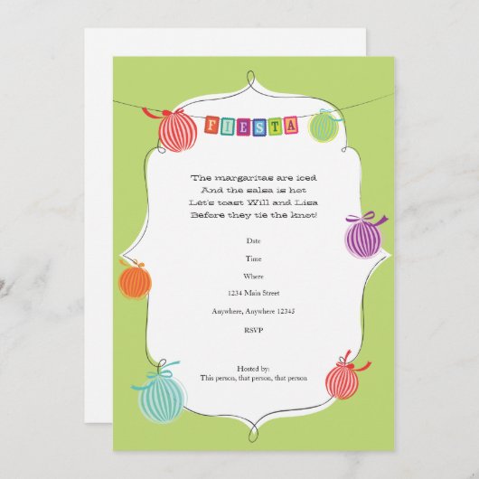 Uitnodiging voor Mexicaans verjaardagsfeest met Fi (Voorkant / Achterkant)