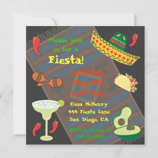 Uitnodiging voor Mexicaanse feestdag (Achterkant)