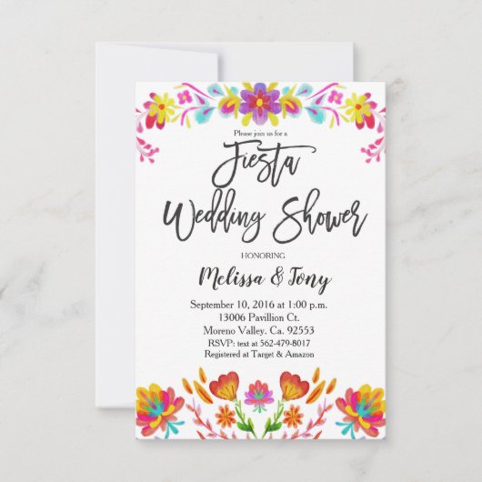 Uitnodiging voor Mexicaanse Fiesta Floral Wedding (Voorkant)