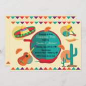 Uitnodiging voor Mexican Theme Engagement Party (Voorkant / Achterkant)