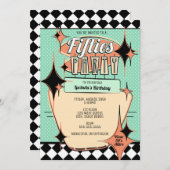 Uitnodiging voor Mid-Century Jaren Vijftig Feestje (Voorkant / Achterkant)