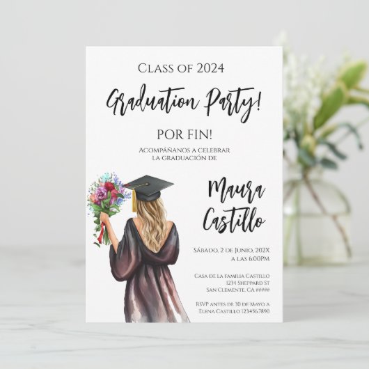 Uitnodiging voor middelbare school / hogeschool af (Staand voorkant)