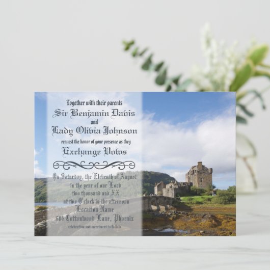 Uitnodiging voor middeleeuwse bruiloft (Staand voorkant)