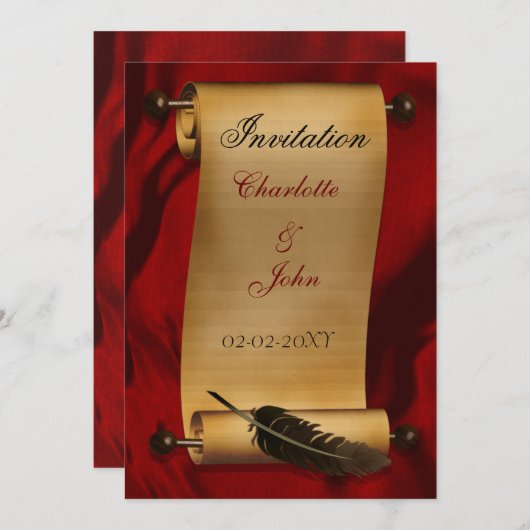  uitnodiging voor middeleeuwse rol (Voorkant / Achterkant)