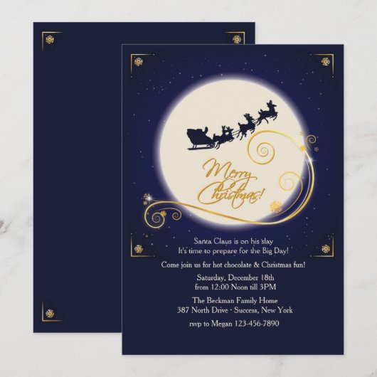 Uitnodiging voor middernacht met kerstfeest (Voorkant / Achterkant)