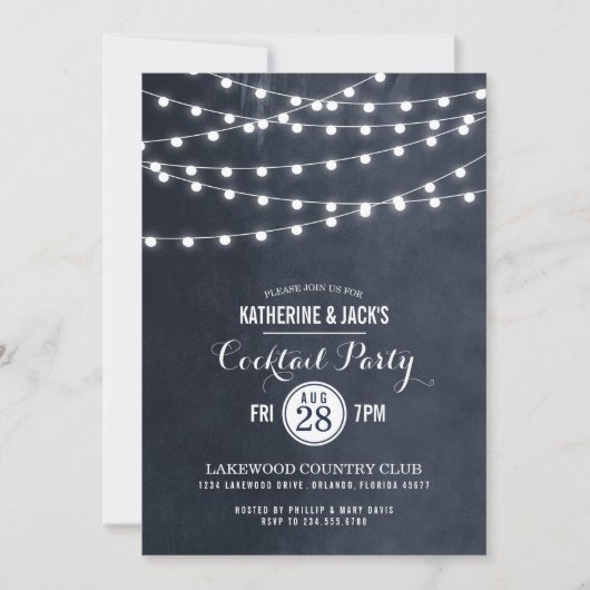 Uitnodiging voor Midnight String Lights Cocktailpa (Voorkant)
