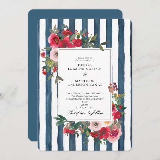 Uitnodiging voor 'Midnight Teal' bruiloft (Voorkant / Achterkant)