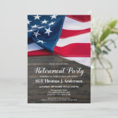 Uitnodiging voor militair afscheid feest USA vlag (Staand voorkant)