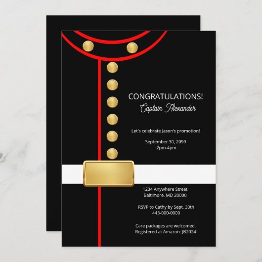 Uitnodiging voor militair feest bij pensionering o (Voorkant / Achterkant)