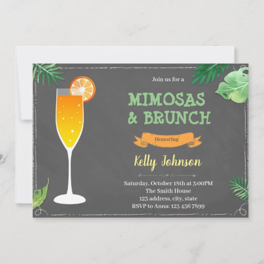 Uitnodiging voor mimosa- en brunchfeest (Voorkant)