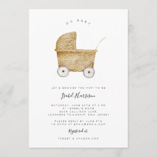 Uitnodiging voor minimalist baby shower met rotan 