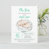 uitnodiging voor Minty Boy Baby shower (Staand voorkant)