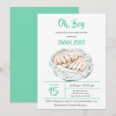 uitnodiging voor Minty Boy Baby shower (Voorkant / Achterkant)