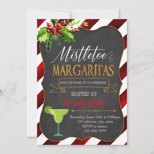Uitnodiging voor Mistletoe en Margaritas-feestje (Voorkant)
