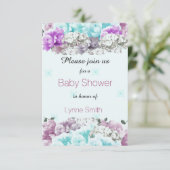 Uitnodiging voor mixed boeket babyshower (Staand voorkant)
