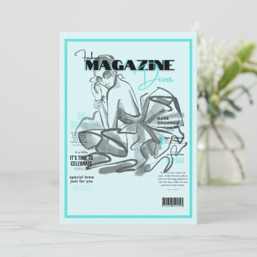 Uitnodiging voor modeblad voor vrijgezellenfeest (Staand voorkant)