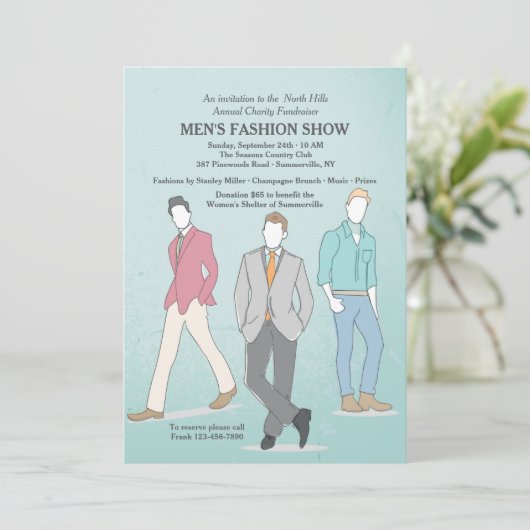 Uitnodiging voor modellen voor mannelijke Mode (Staand voorkant)
