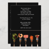 Uitnodiging voor modern diner met vorken (Voorkant / Achterkant)