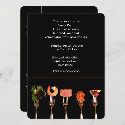 Uitnodiging voor modern diner met vorken (Voorkant / Achterkant)