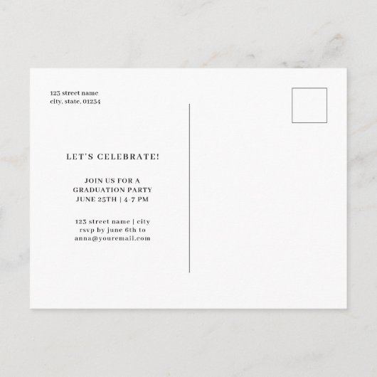 Uitnodiging voor Modern Minimal Script Graduation  (Achterkant)