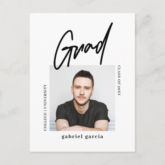 Uitnodiging voor Modern Minimal Script Graduation (Voorkant)