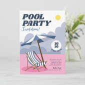 Uitnodiging voor Modern Pool Party (Staand voorkant)