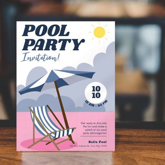Uitnodiging voor Modern Pool Party