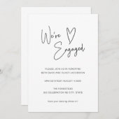 Uitnodiging voor Modern Script Heart Verloving (Voorkant / Achterkant)