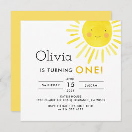Uitnodiging voor Modern Sunshine 1e verjaardagsfee