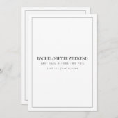 Uitnodiging voor modern wit vrijgezellenweekend vo (Voorkant / Achterkant)