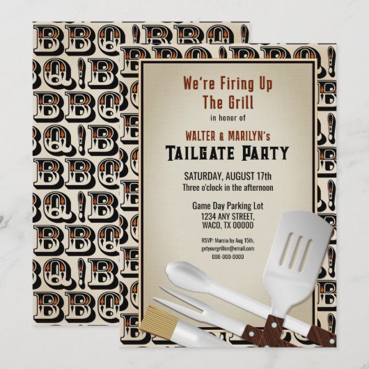 Uitnodiging voor moderne barbecuegereedschappen (Voorkant / Achterkant)