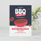 Uitnodiging voor moderne BBQ party (Staand voorkant)