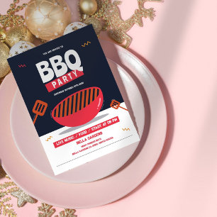 Uitnodiging voor moderne BBQ party
