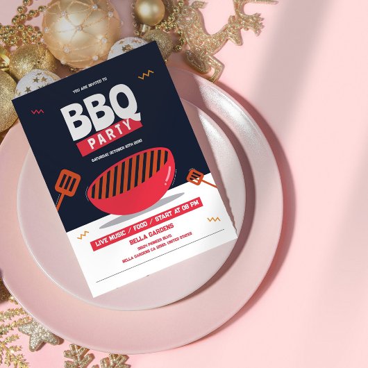 Uitnodiging voor moderne BBQ party