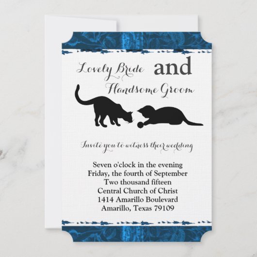 Uitnodiging voor moderne blauwe bruiloft (Voorkant)