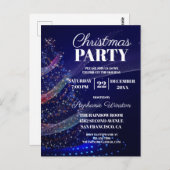 Uitnodiging voor moderne blauwe kerstboomfeest (Voorkant / Achterkant)