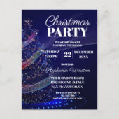 Uitnodiging voor moderne blauwe kerstboomfeest (Voorkant)