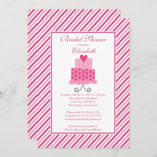 Uitnodiging voor moderne bruiloft-Cake Bridal (Voorkant / Achterkant)