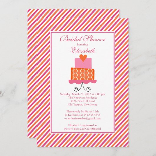 Uitnodiging voor moderne bruiloft-Cake Bridal (Voorkant / Achterkant)