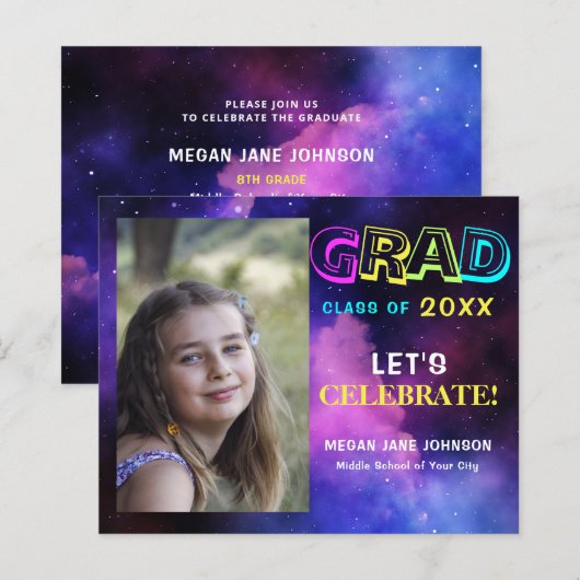 Uitnodiging voor moderne fotograduatie (Voorkant / Achterkant)