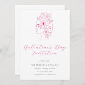 Uitnodiging voor moderne Galentinedag (Voorkant / Achterkant)