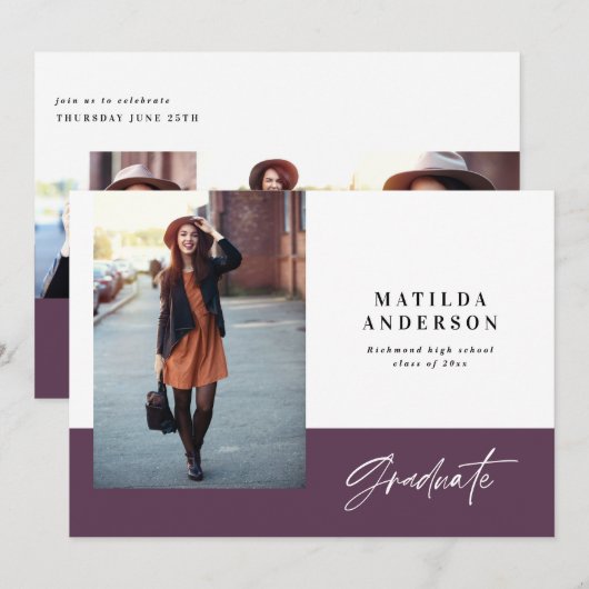 Uitnodiging voor moderne grafische multi-fotogradu (Voorkant / Achterkant)