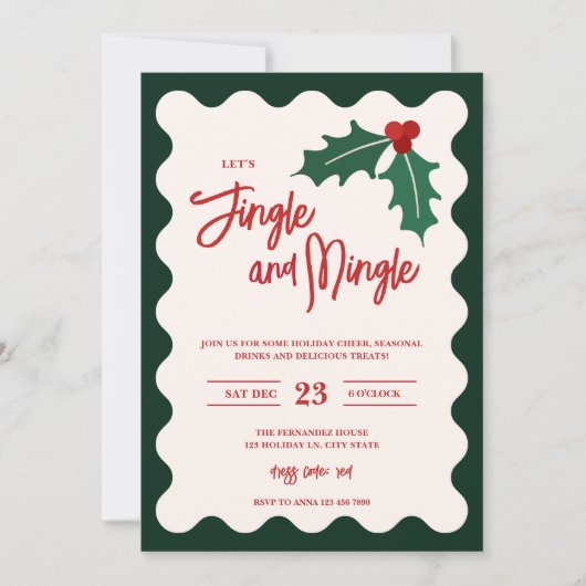 Uitnodiging voor moderne Jingle en Mingle Holiday  (Voorkant)