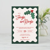 Uitnodiging voor moderne Jingle en Mingle Holiday  (Staand voorkant)