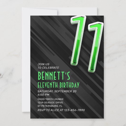 Uitnodiging voor moderne jongens voor hun 11e verj (Voorkant)