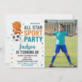 Uitnodiging voor moderne sportverjaardagen (Voorkant)