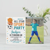 Uitnodiging voor moderne sportverjaardagen (Staand voorkant)