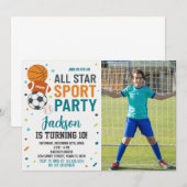 Uitnodiging voor moderne sportverjaardagen (Voorkant / Achterkant)