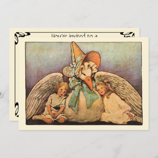 uitnodiging voor Moeder Goose Birthday Party (Voorkant / Achterkant)